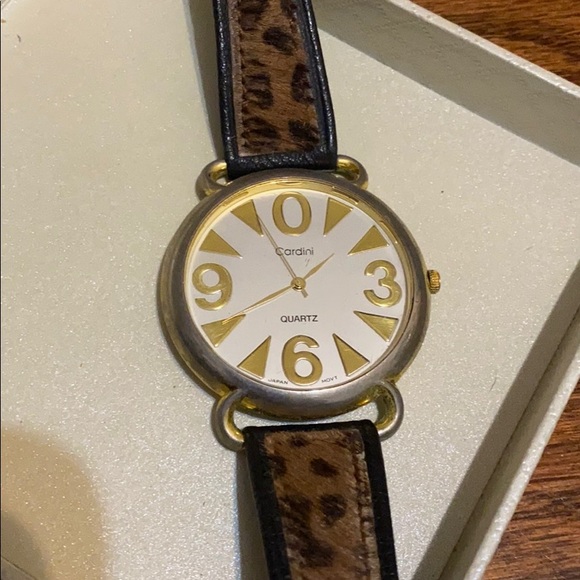 Vintage Cardini Big face watch with animal pattern band.- used - Picture 7 of 11